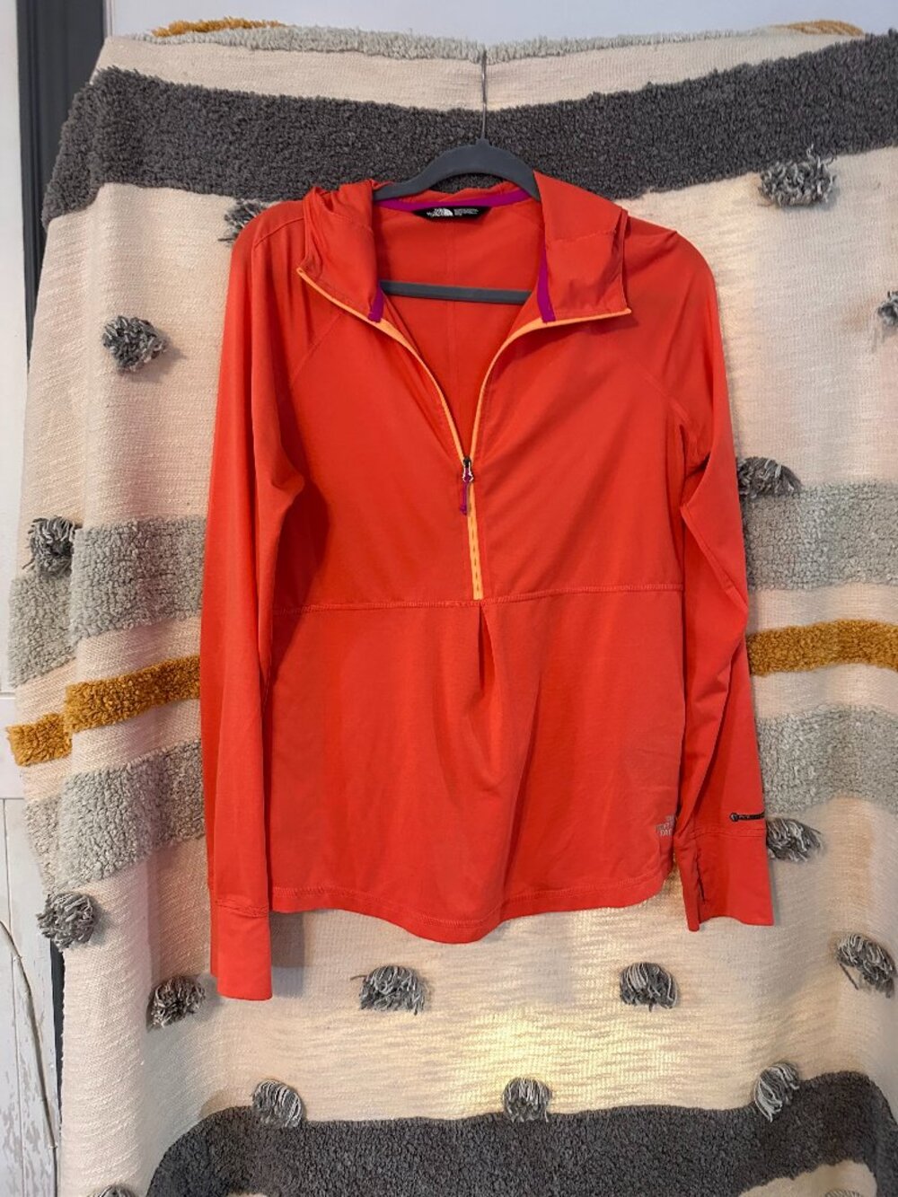 The North Face FlashDry Half Zip Pullover Active Sun Hoodie Orange - XXL